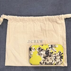 J. Crew Yellow and Black Floral Clutch